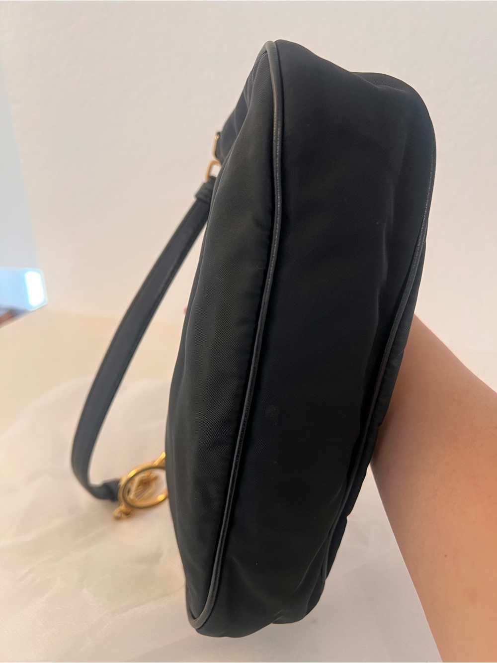 Authentic Prada Black Nylon Mini Shoulder Bag with Gold Hardware - Picture 7 of 14